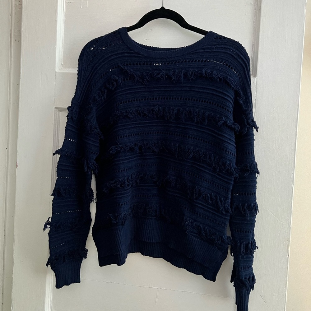 Michael Kors Medium Pullover Ruffle Sweater in Navy blue. Classy, comfortable.